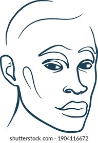 Retrato de un vector de retrato masculino de una sola línea Moda tipo Handsome Fashistration Illustración