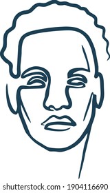 Retrato de un vector de retrato masculino de una sola línea Moda tipo Handsome Fashistration Illustración