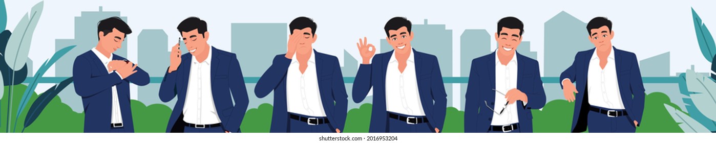 portrait of the situation at work. Vector illustration of a flat design.