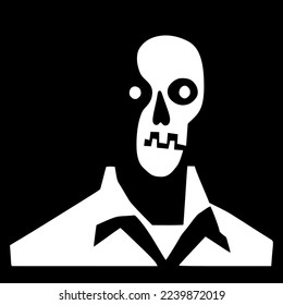 Retrato de un esqueleto. Ilustración vectorial. Estilo minimalista.
