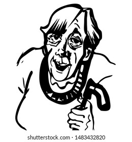 Portrait sketch of an imaginary charming old woman