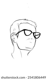 portrait sketch of a man wearing glasses