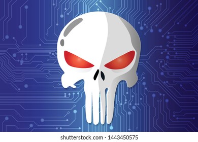 Portrait of a skull. Abstract technology background. Can be used for printing on T-shirts, flyers, etc. Vector illustration