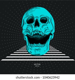 Portrait of a skull. Can be used for printing on T-shirts, flyers, etc. Vector illustration