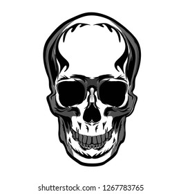 Portrait of a skull. Can be used for printing on T-shirts, flyers, etc. Vector illustration.