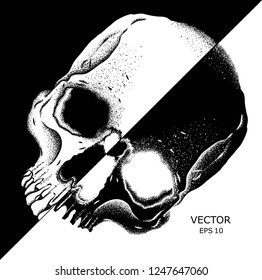 Portrait of a skull with a triangle. Can be used for printing on T-shirts, flyers, etc. Vector illustration.