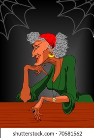 portrait of slim smiling witch