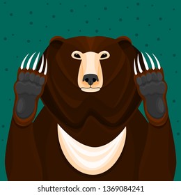 Portrait of a sloth bear with paws.