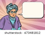 Portrait of a smiling beautiful Caucasian old woman, Granny. Pop art retro vector illustration