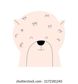 Portrait of smiling Bichon Frize dog. Vector illustration in a flat style.