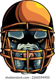 Portrait of the Smiling dog in rugby helmet. Vector illustration.
