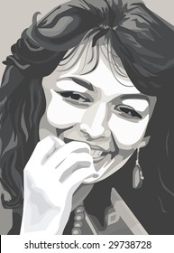 Portrait of smiling girl. Vector illustration.