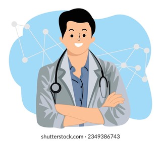 Portrait Of Smiling male Doctor Wearing White Coat With Stethoscope In Hospital