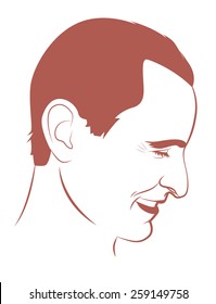 Portrait of a smiling man in profile, vector illustration