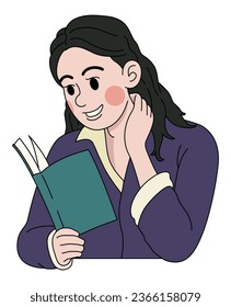 Portrait of smiling woman reading book