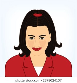 Retrato de mujer sonriente y chaqueta roja