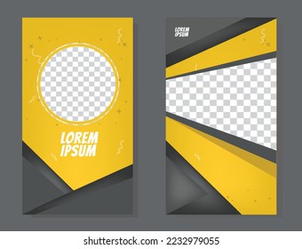 Portrait social media post template in black and yellow color.