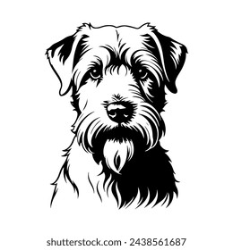 Portrait of a Soft Coated Wheaten Terrier Dog Vector isolated on white background, Dog Silhouettes. svg