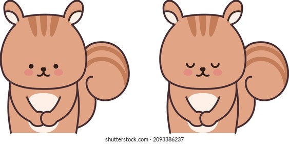 Portrait of squirrel bowing to someone. Vector illustration isolated on a white background.