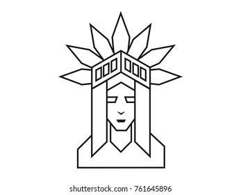 A portrait of the statue of liberty, logo design.