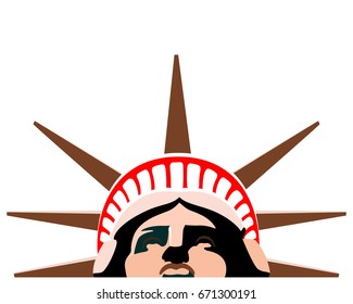 
Portrait. Statue of Liberty. United States. Download banner, layout. Celebration Silhouette. Street Business. Brown illustration, white background. Old vintage
