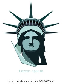 Portrait of the Statue of Liberty USA. Green pattern on a white background. New York. American symbol.logo, vector illustration EPS 10
