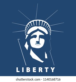 Portrait Statue Liberty Usa Poster Blue Stock Vector (Royalty Free ...