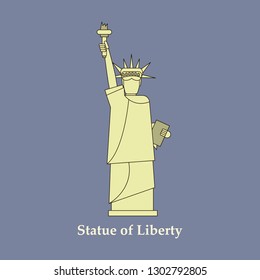 Portrait. Statue of Liberty USA, poster. Black and white linear image. New York.Symbol of America. Use presentations, corporate reports emblems, labels,logo,vector