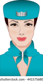 Portrait stewardesses in uniform isolated