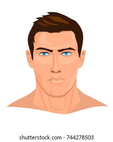 Portrait of strong man. Vector illustration.
