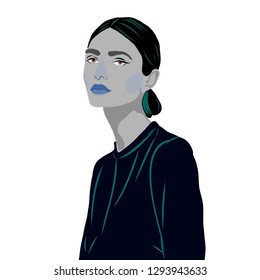 portrait style  girl young women fashion  vector illustration minimalism