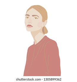 portrait style  girl young women fashion with plants vector illustration