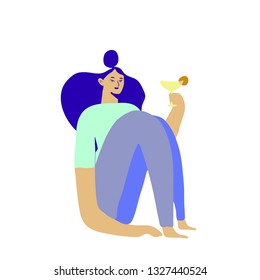 portrait style  girl young women fashion  drink vector illustration