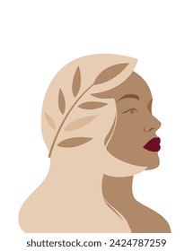 portrait of a stylish girl with pronounced lips on a white background. The illustration will be a perfect addition to any project that requires the depiction of femininity, style and elegance.