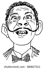 Portrait of surprised man - hand drawn vector illustration, isolated on white