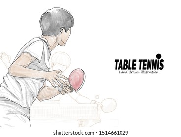 Portrait of table tennis player vector illustration. sport background design. table tennis wallpaper