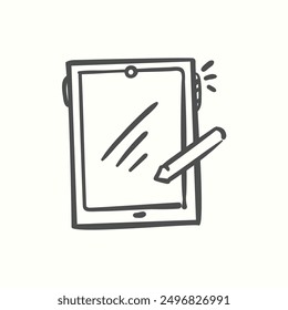 portrait tablet icon, isolated handdrawn icon theme gadget