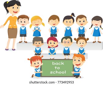 Portrait of teachers with their students. back to school concept