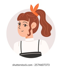 Portrait of a Teenage Girl with Brown Hair in a Ponytail for Profile Icon