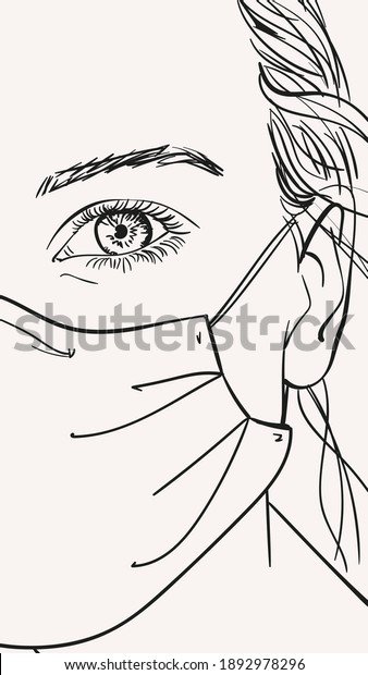 Portrait Teenage Girl Medical Face Mask Stock Vector Royalty Free