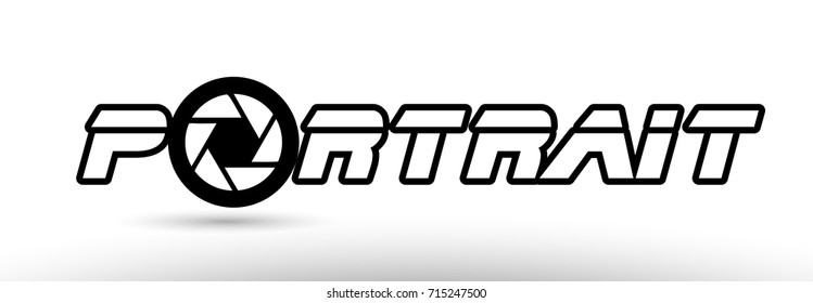 portrait text photo camera concept with aperture logo on white background