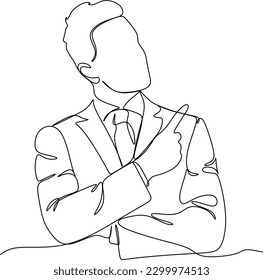 Portrait of a thoughtful businessman- continuous line drawing