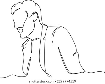 Portrait of a thoughtful businessman- continuous line drawing