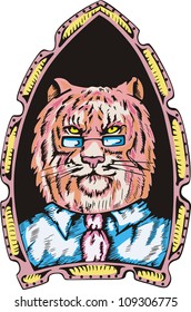 Portrait of tiger boss. Color vector illustration.