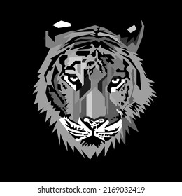 Portrait of a tiger, tiger in the dark, illustration abstract. vector. eps