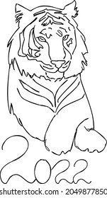 Portrait of tiger. Line art vector of symbol 2022