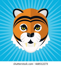Portrait of a tiger made in trendy flat style vector. African animal. Safari label or t-shirt design with gorgeous and cute animal character.