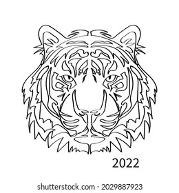 portrait of a tiger.the symbol of the year 2022. design elements.isolated on a white background. vector graphics. textile, print, logo