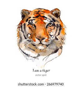 portrait of a tiger. watercolor