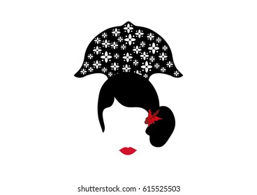 Portrait of traditional Latin or Spanish woman in modern representation, flamenco dancer, Vector illustration transparent background